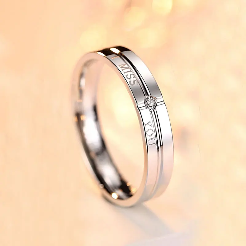 Men Ring-1PC OLOEY 1 шт., чистое 925 пробы Серебряное кольцо для мужчин и женщин, корейское кольцо для пары I MISS YOU, свадебные ювелирные изделия, подарки для влюбленных YMR943 - Цвет камня: Men Ring-1PC