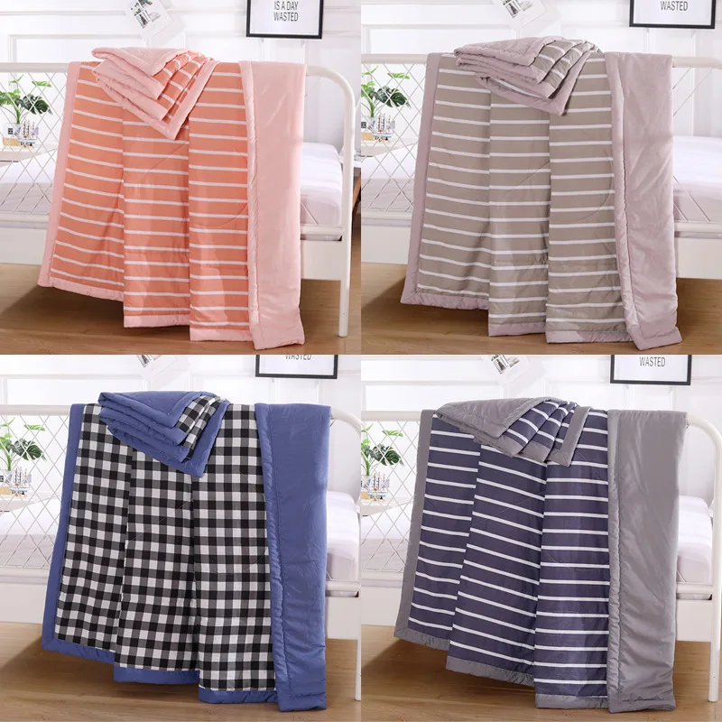 

MUJI-style Washed Cotton Summer Blanket Single Person Students Children Summer Quilt Good Plaid Airable Cover