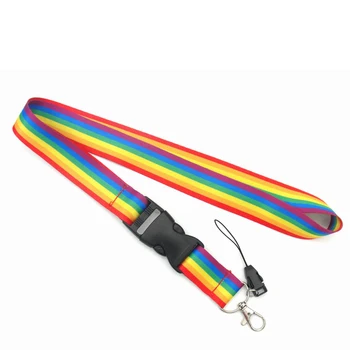 

Rainbow Lanyards Keychain Neck Strap For ID Pass Card Badge Phone USB Holder Rope Lanyard Necklace Custom Sport Football Soccer