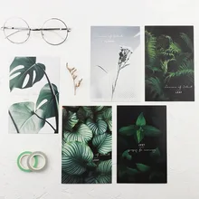 Lot de cartes postales mixtes «feuilles vertes», 30 pièces, beau papier mignon d'étudiant, signet de décoration, cartes de vœux