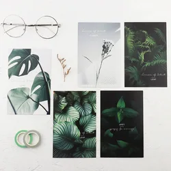 Lot de cartes postales mixtes «feuilles vertes», 30 pièces, beau papier mignon d'étudiant, signet de décoration, cartes de vœux 