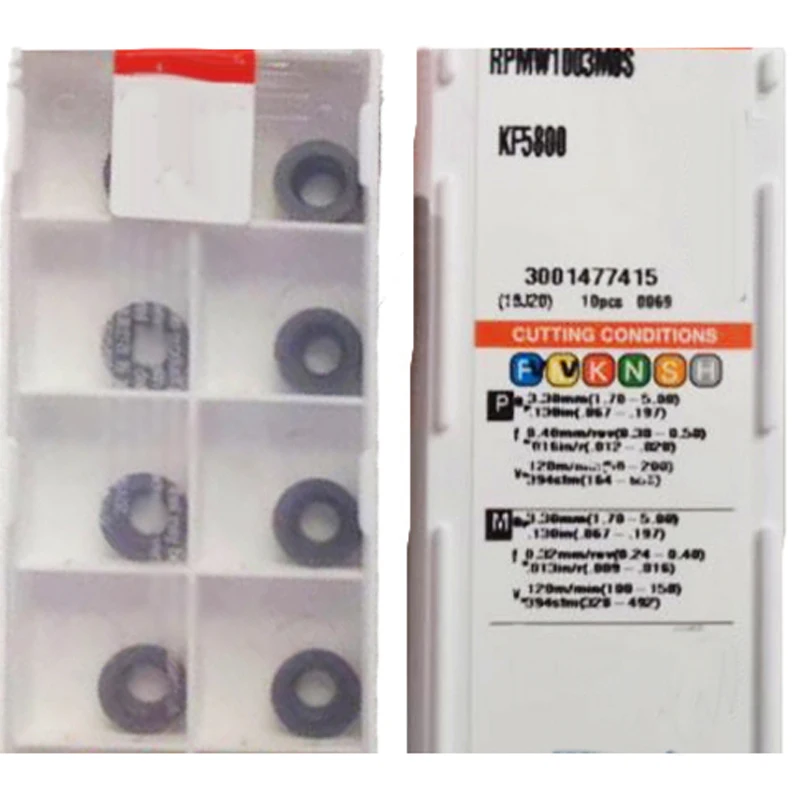 

Original 10pcs universal High Hardness Carbide Inserts RPMW1003MOS KF2500 KF5800 RPMW1003MO RPMW1003 RPMW 1003 Lathe Cutter Tool