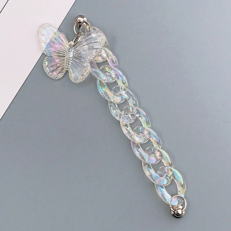 Acrylic Butterfly Anti-lost Mobile Phone Strap Cord Bracelet Phone Lanyard Chain for Women Cell Phone Case Hanging Cord