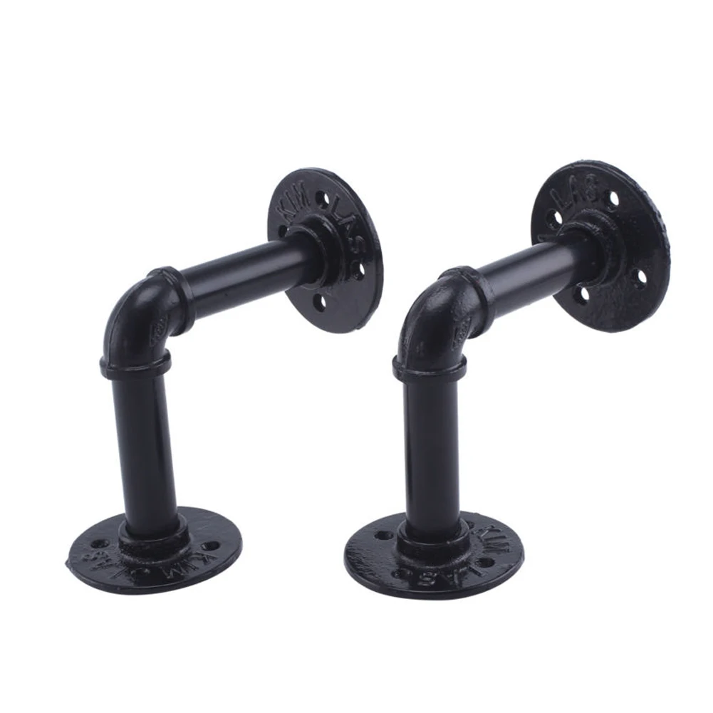 

2pcs/set Household Vintage Home Decor Iron Pipe Shelf Bracket Industry Style Wall Mounted Flange Pipe Wood Board Rack