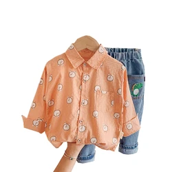 Vêtements de printemps et d'automne pour bébés garçons et filles, chemise en coton, pantalon, Costume pour nourrissons, survêtement de dessin animé, 2 pièces/ensembles 
