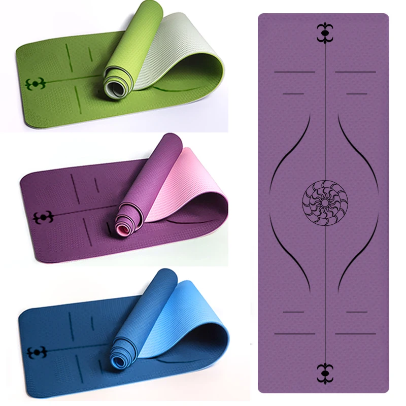 

Non Slip TPE Yoga Mat with Position Line Fitness Thick Carpet Pilates Mats For Beginner Environmental Gym Mats 1830*610*6MM