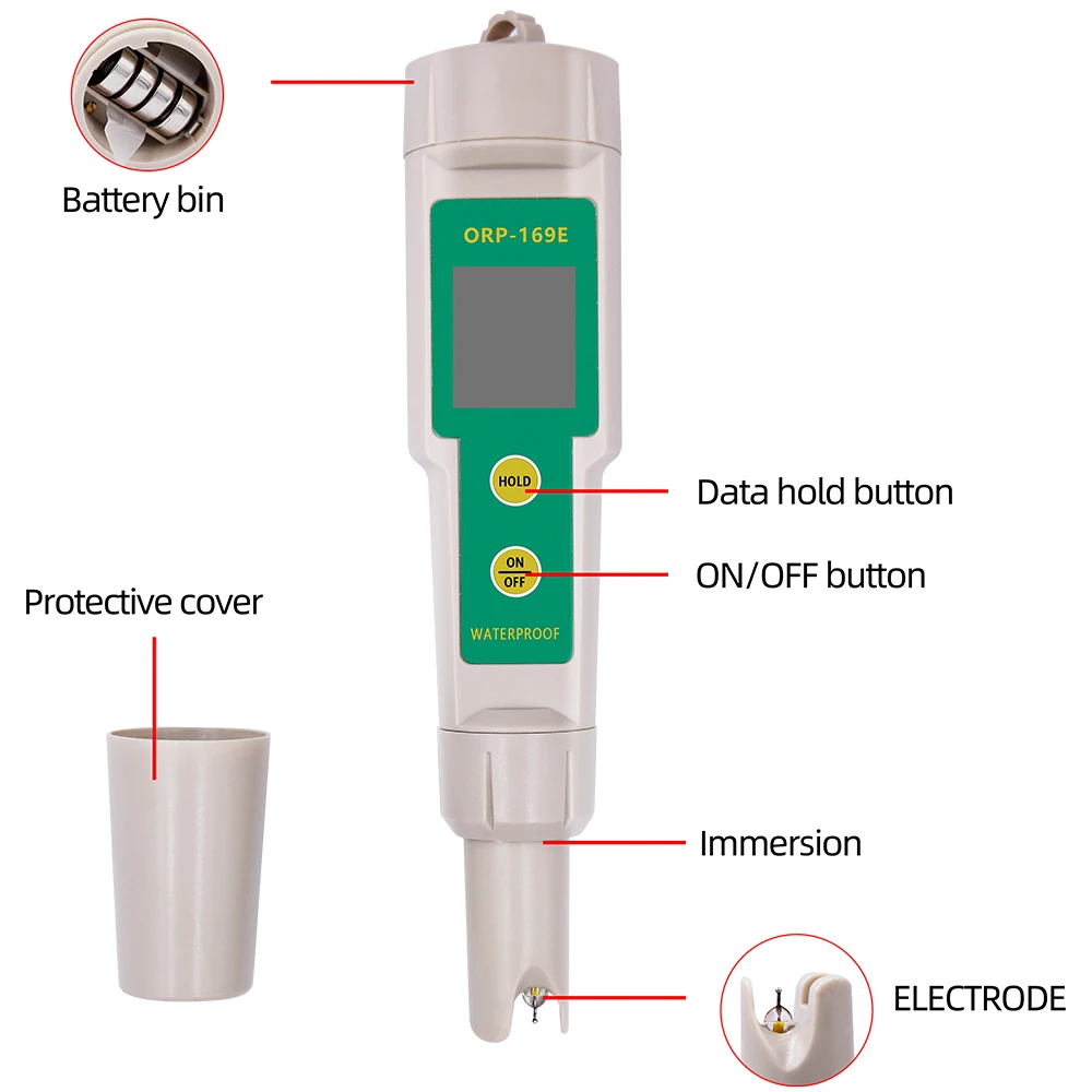 Beste 169E Orp Redox Tester Waterdicht Orp Meter Water Kwaliteit Monitor Pen Tester 31% Off