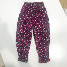 Оригинальные фиолетовые хлопковые свободные противомоскитные штаны с леопардовым узором для девочек