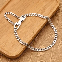 925 стерлингового серебра модные ювелирные изделия ретро серебро простой свет тела мужчин и женщин Шарм Браслет