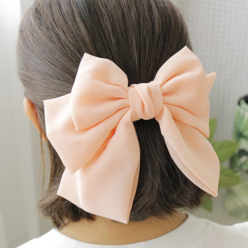 New Women Large Bow Barrette Korean Japan Three Layers Chiffon Hair Bow Spring Hair Clip Sweet Floral Hairpin for Girls