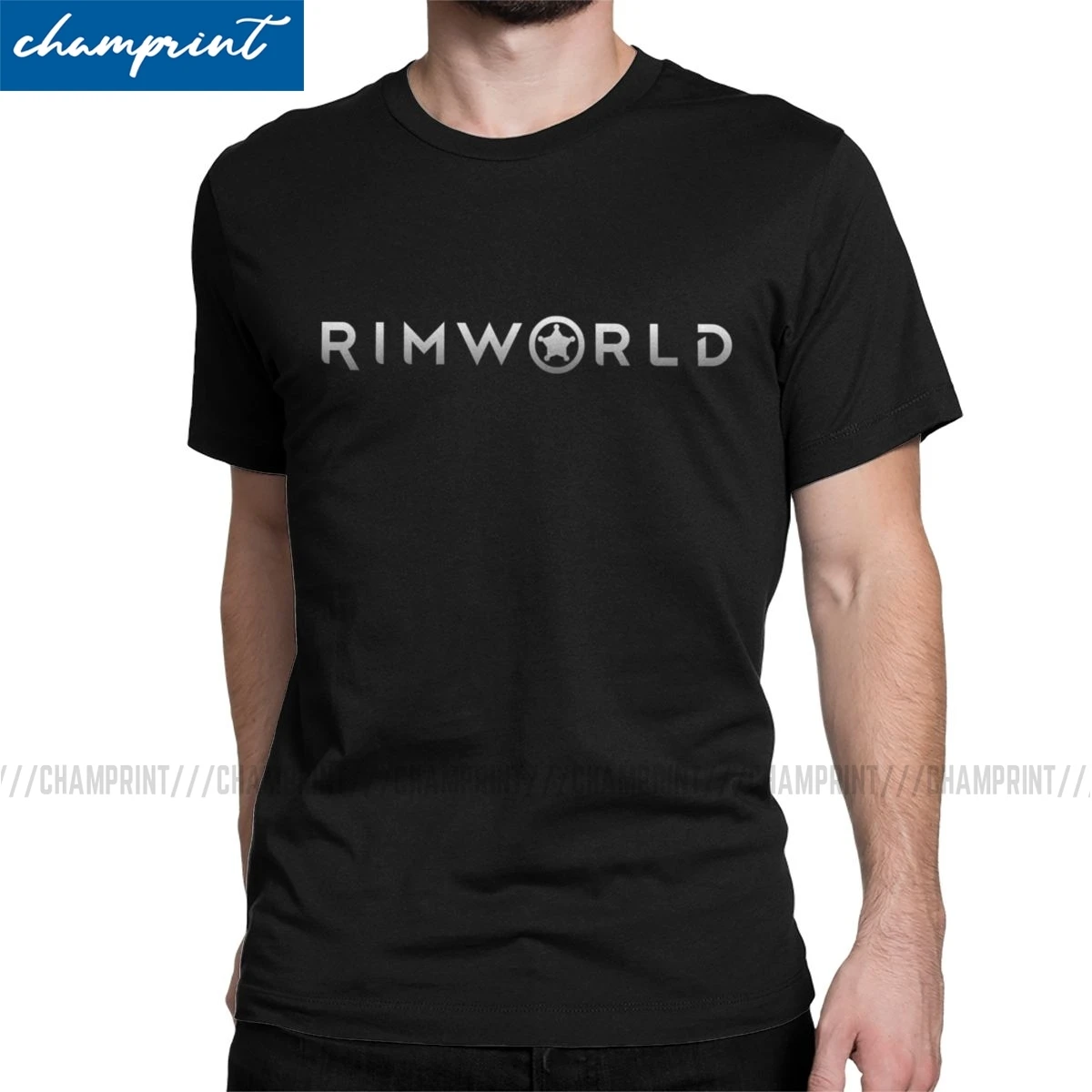 Мужская футболка с круглым вырезом Rimworld короткими рукавами надписью World Meme Game