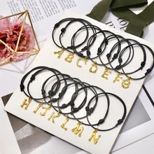 

Brand Trend Jewelry 26 Slub Small Letter Hand Rope Jewellery Gold And Silver Birthday Party Everyday Wear Bracelet