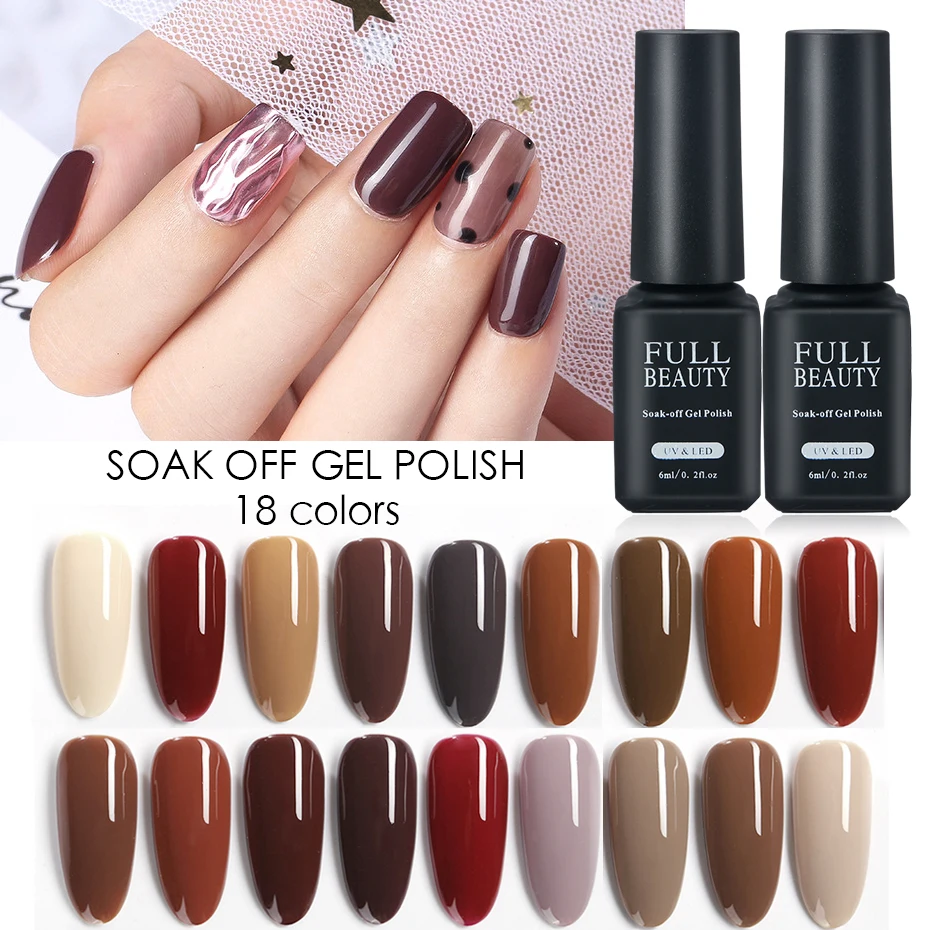 Nail Gel Polish 6ml Yellow Orange Pure Colors Nail Art Lacquer Soak Off UV Gel Varnish Semi Permanent Autumn Manicure TRROH01-18