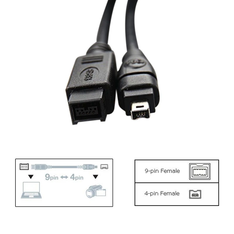 Горячий черный IEEE 1394 Firewire 800 к Firewire 400 кабель, 9 Pin/4 Pin мужской/мужской 10 футов
