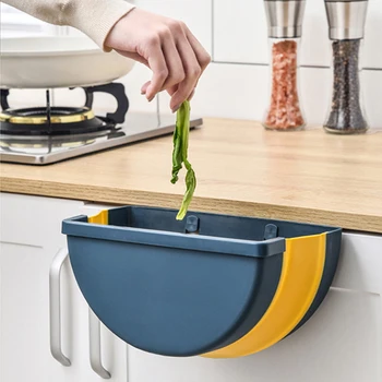 

KAKURI MultiFunction Folding Trash Can Hanging Trash Rubbish Bag Storage Holder Kitchen Gadgets Storage Garbage Bin