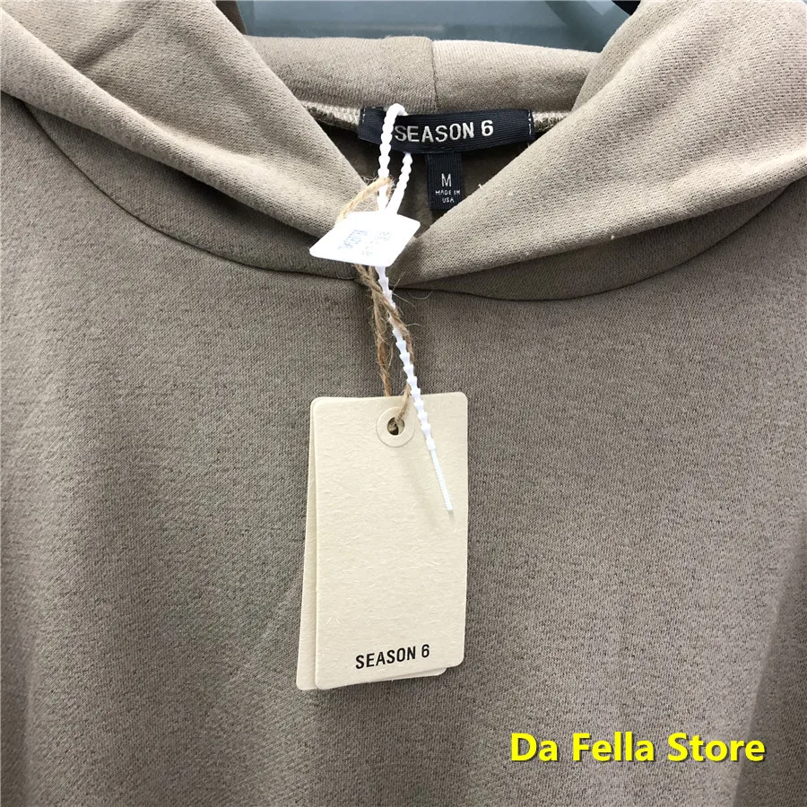 Khaki Season 6 Sweatshirts Men Women Kanye West Hoodies Inside tag Label  Season Hoodie brown High Quality Cotton Pullovers - AliExpress