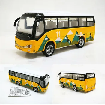 

New 1:43 Alloy Bus Sound And Light Pull Back Car Model Toy Super Cute For Kids Children's Gifts