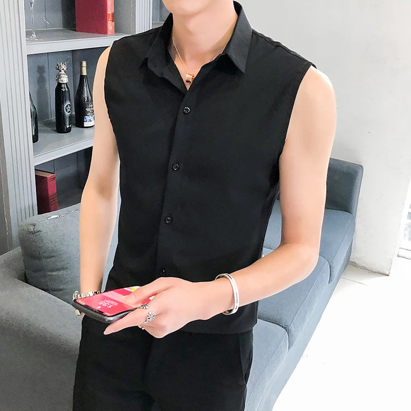 Summer Sleeveless Shirt Men Fashion 
