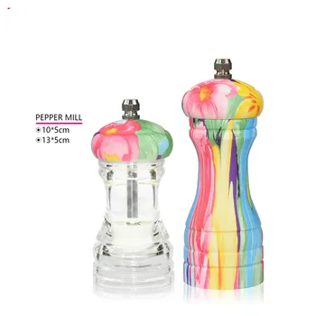 

Colorful Acrylic Pepper Grinders Salt Mill with Strong Multicolor Adjustable Ceramic Grinder 13cm 5 inch Kitchen Tools