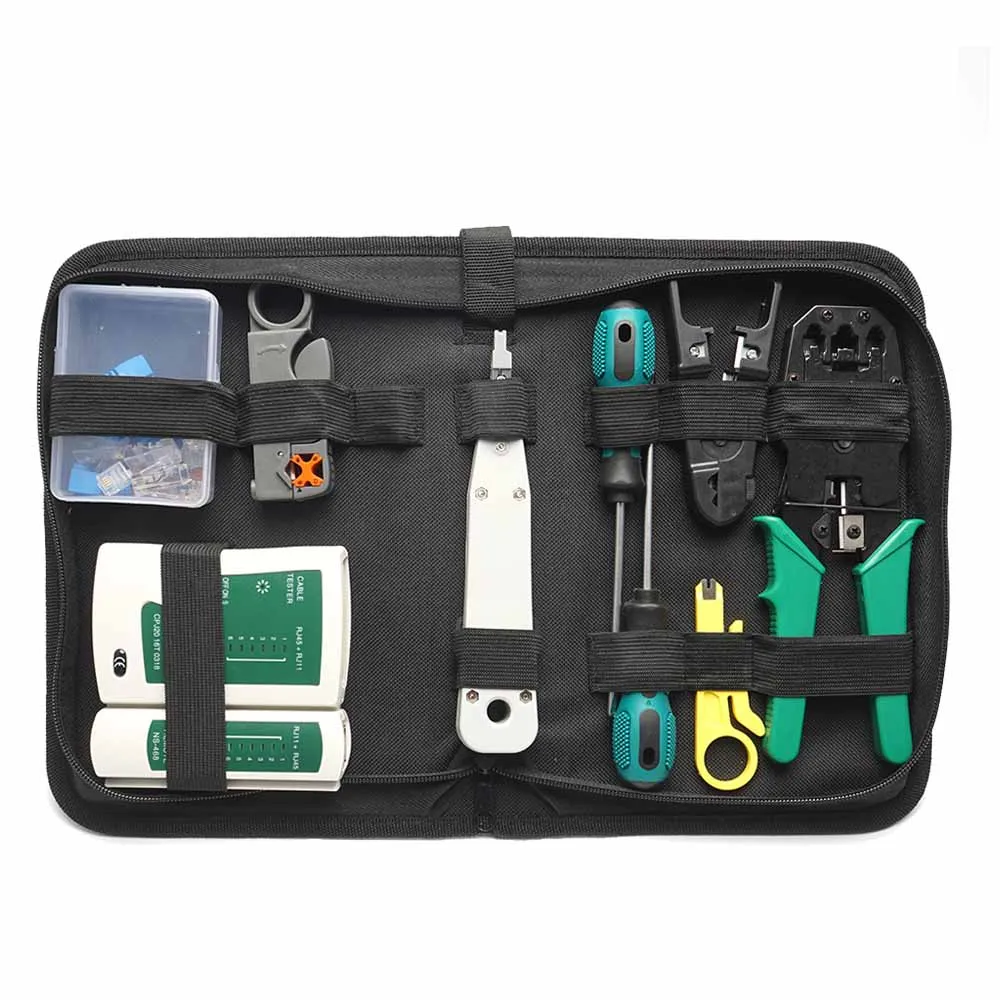24Pcs Set Rj45 Rj11 набор обжимных щипцов для CAT5/CAT6 профессионального обслуживания компьютера Lan Кабельный тестер инструмент для ремонта сети - Цвет: 24Pcs Set