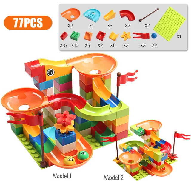 77-308PCS Marble Race Run Big Block Compatible city Building Blocks Funnel Slide Blocks DIY Big Bricks Toys For Children gift 2