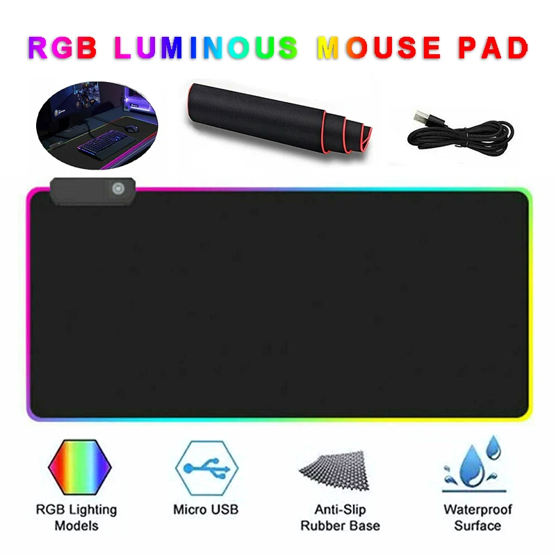 

New Arrival Gaming LED Pad 90x40cm Laptop Keyboard Large Mousepad Rubber Anti-Slip PC Computer Desk Mat Keyboards Accessories
