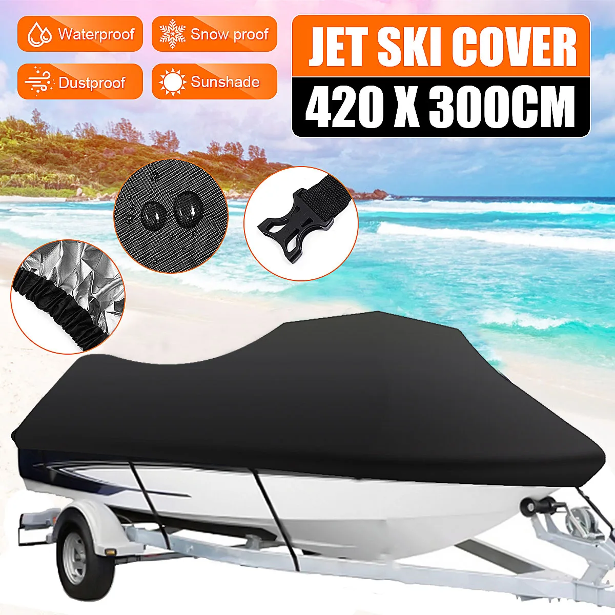 Jet Ski Access Cover 210T Waterproof Dustproof Sunscreen For Yamaha WaveRunner EXR Sea Doo