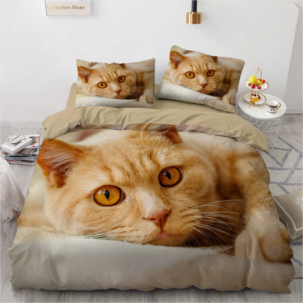 Lovely Pet Cat Bedding Set Animal Printed Covers Single Double King Queen Size Cute Cats Duvet Cover Sets Linen clothes