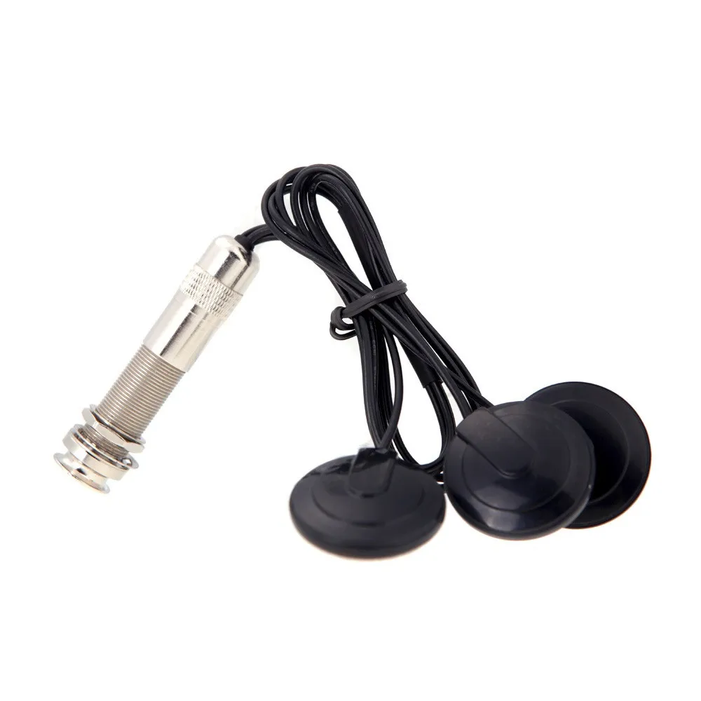 Universal 6.35mm Pickup Piezo 3 Transducer for Acoustic Guitar Ukulele Mandolin Violin Sliver Black Metal Rubber Plastic