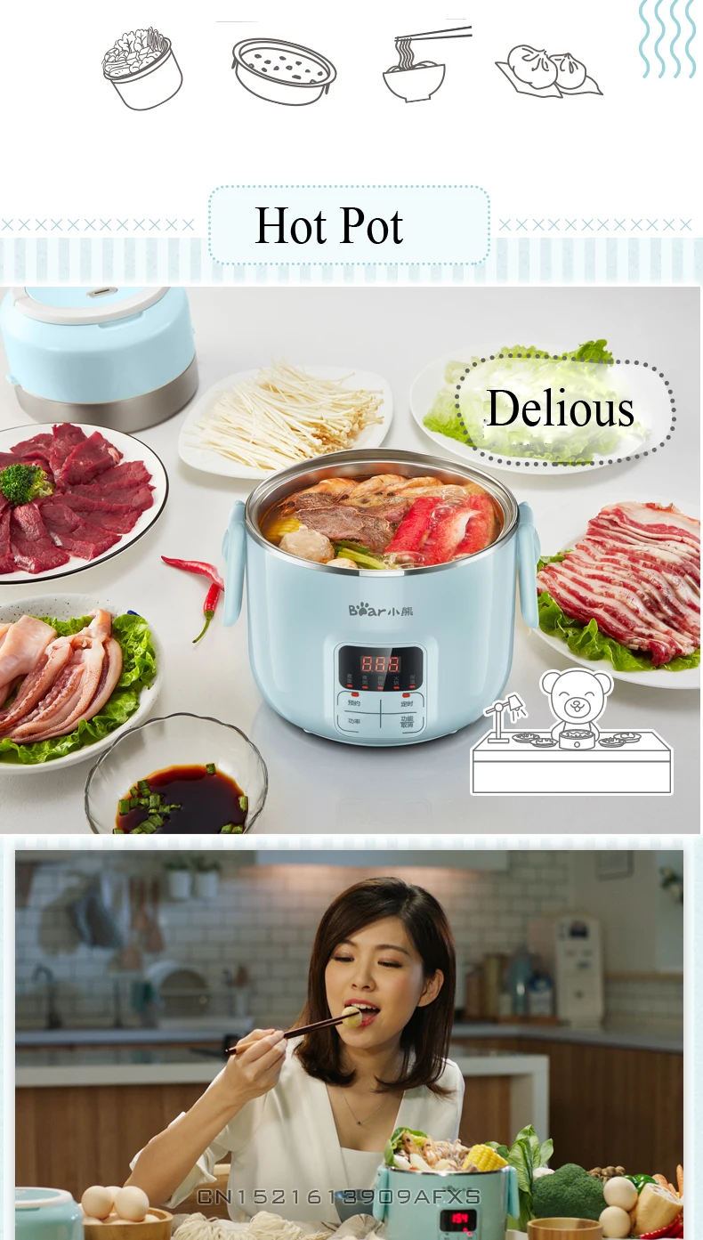 600W/1.6-2L Office/Student/Homemade Multi Cookers DIY Electric boiler Intellective Induction Cookers Steaming/boiling/heating