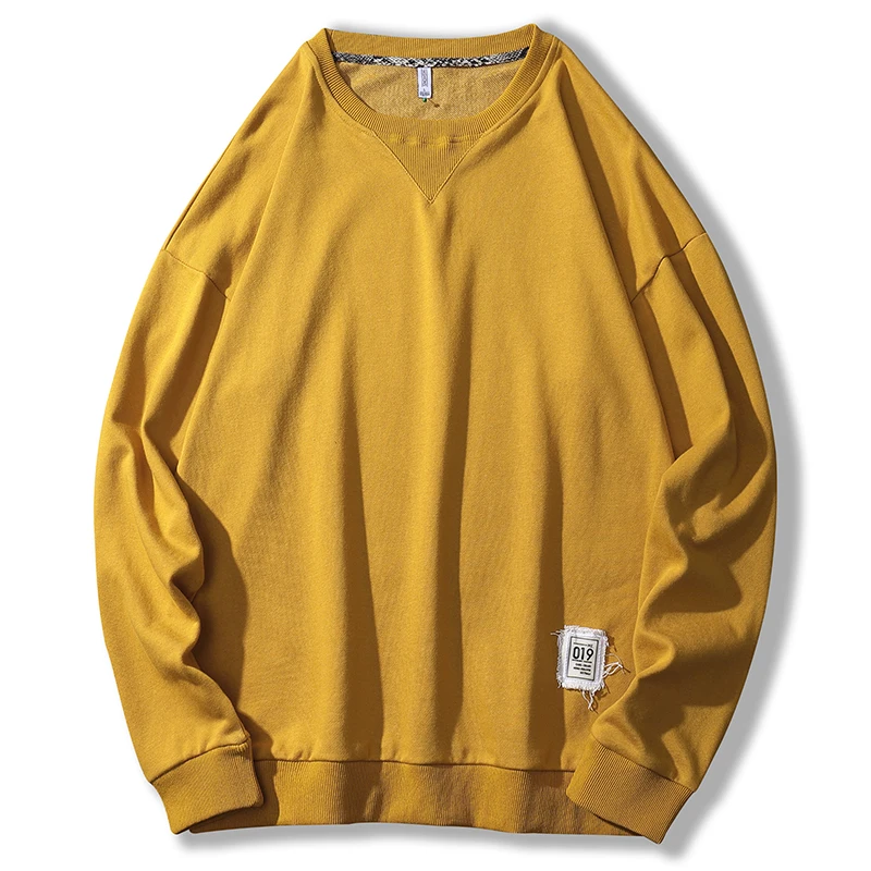 SingleRoad негабаритных Crewneck Толстовка для мужчин Colorblock хип хоп Японская уличная одежда белый свитер с капюшоном мужской спортивный костюм - Цвет: Yellow Sweatshirt