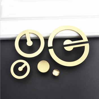 

LCH Top Quality Semicircular Solid Zinc Alloy Brushed Gold Handle Cabinet Drawer Knob Door Pull Chinese Style Half Moon
