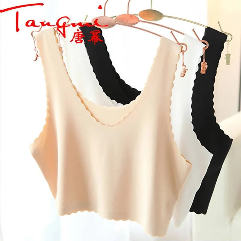 

[Tang Power] 1-2-Pack Viscose Vest Women's Base Tube Top Seemless Wrap-around Suspender Underwear Summer Anti-Exposure