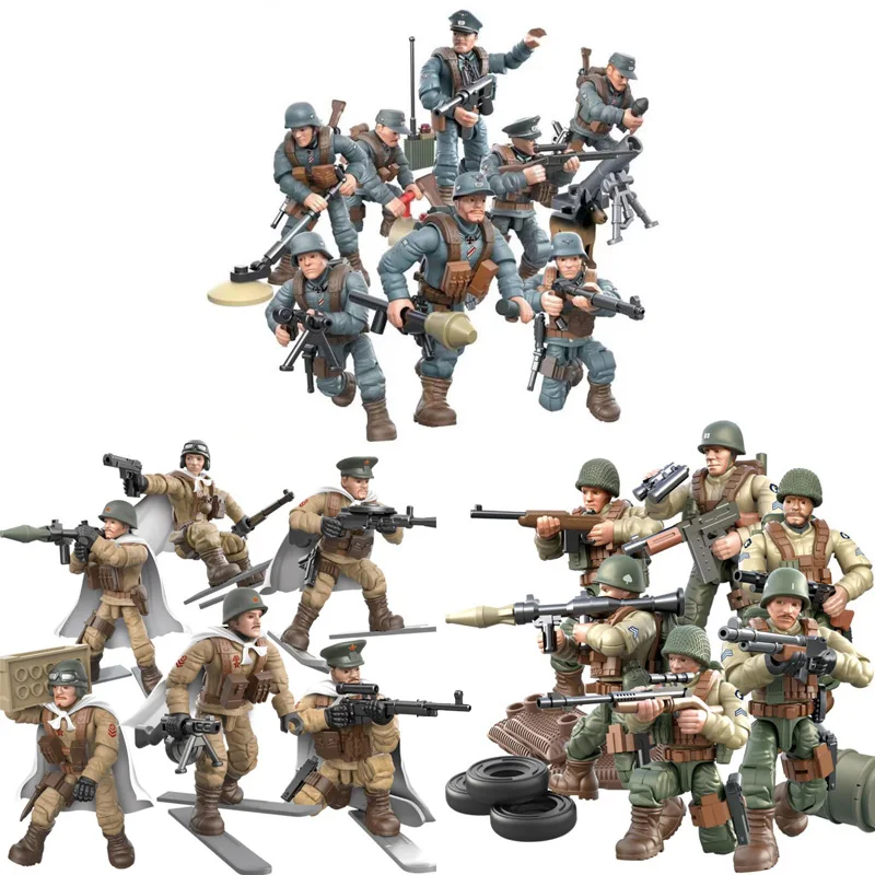 ww2 Battle of Rhineland Moscow army mega block action figures world war penetrate into enemys rear weapon gun building brick toy | Игрушки и