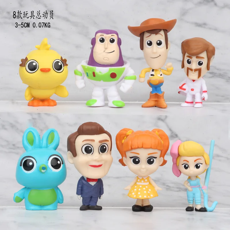 

8pcs / set Toy Story 4 Duke of Lucky Rabbit Cathy Woody Buzz Lightyear Jessie Model Toy Q Version Set Christmas Gifts