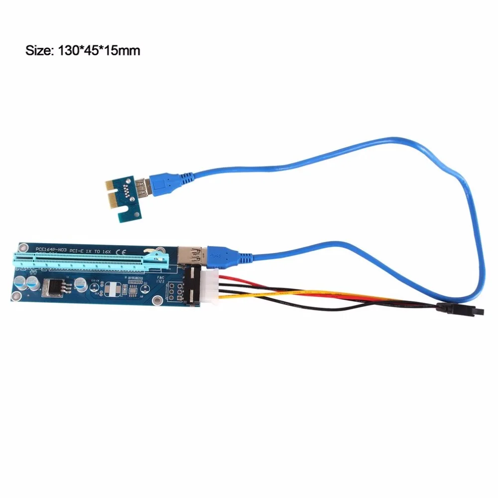 Майнинг выделенная видеокарта PCI-E к PCIE Riser Card 1X к 16X кабель PCE164P-NO3 с 6 Pin к SATA источник питания USB 3,0