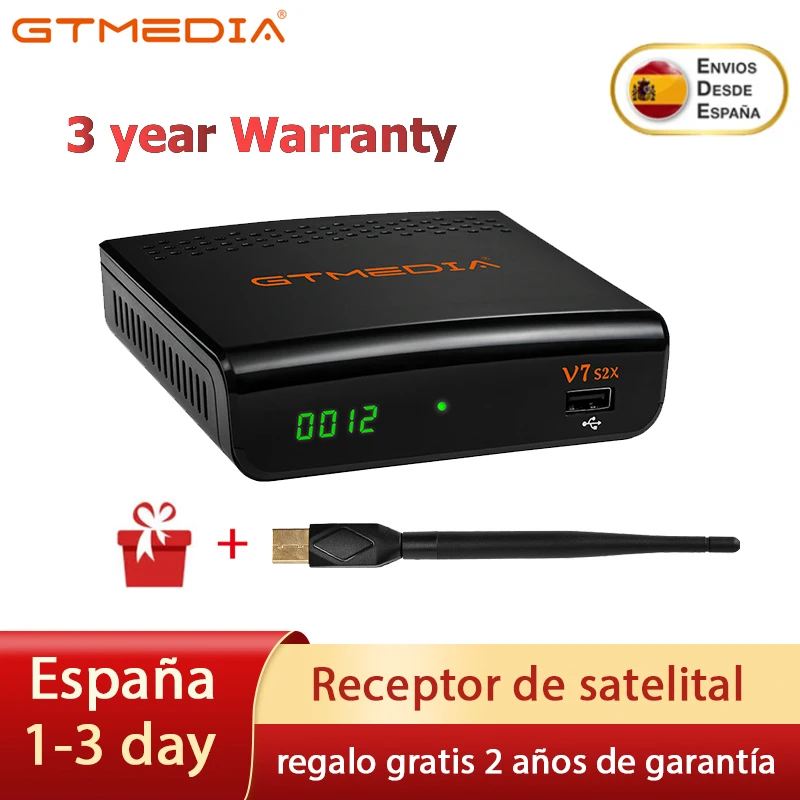 Спутниковый ресивер в Испании GT MEDIA V7S2X декодер 1080P HD с USB WiFi антенной DVB-S / S2 S2X Multi-T2MI