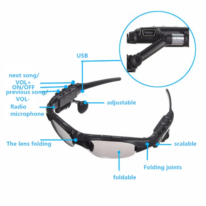 Беспроводные Bluetooth солнцезащитные очки гарнитура стерео наушники с микрофоном наружное поляризационное стекло для iPhone samsung ING-SHI