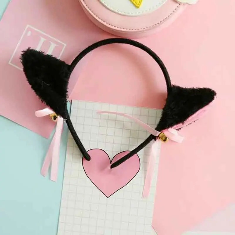Lovely Night Party Club Bar Fox Cat Ears Hair Bands For Sexy Cute Women Girl Fashion Bell Bowknot Head Hoop Headdress Jewelry