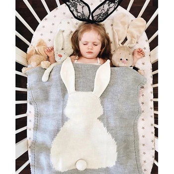 

Baby Blankets Newborn Cute Big Rabbit Ear Blanket Soft Warm Knitted Swaddle Kids Bath Towel Baby Toddler Bedding Blankets