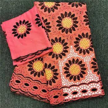 

2020 newest tissu african swiss lace fabric 100%cotton swiss voile lace in switzerland dubai fabric african scarf 7yardS