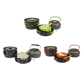 

Ultra-light Aluminum Alloy Camping Cookware Utensils Outdoor Cooking Teapot Picnic Tableware Kettle Pot Frying Pan 3pcs/Set