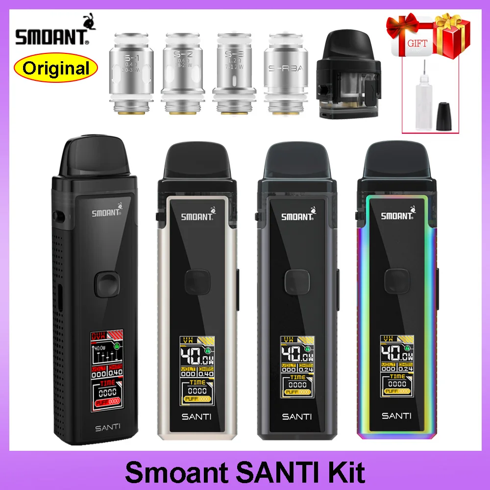 Оригинальный набор Smoant Santi Pod 40 Вт 1100 мАч с картриджем 3 5 мл DL/RDL/MTL Стандартный