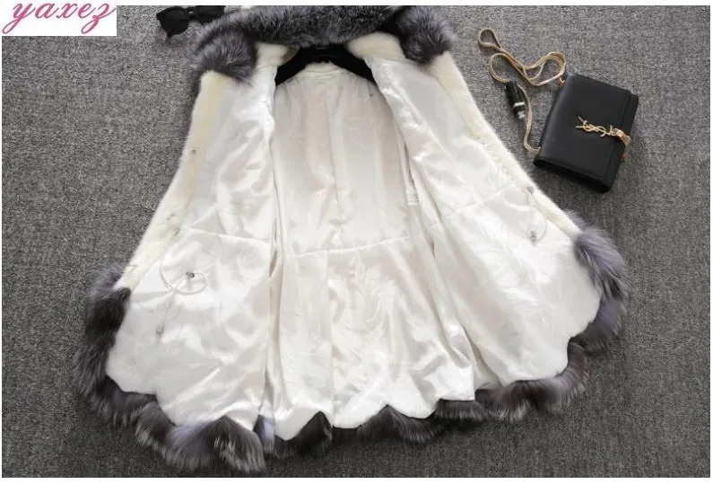 Роскошная женская зимняя теплая куртка из искусственного меха размера плюс 10XL, Женская куртка из лисьего кроличьего меха с капюшоном, пальто с имитацией юбки, стильная теплая меховая куртка