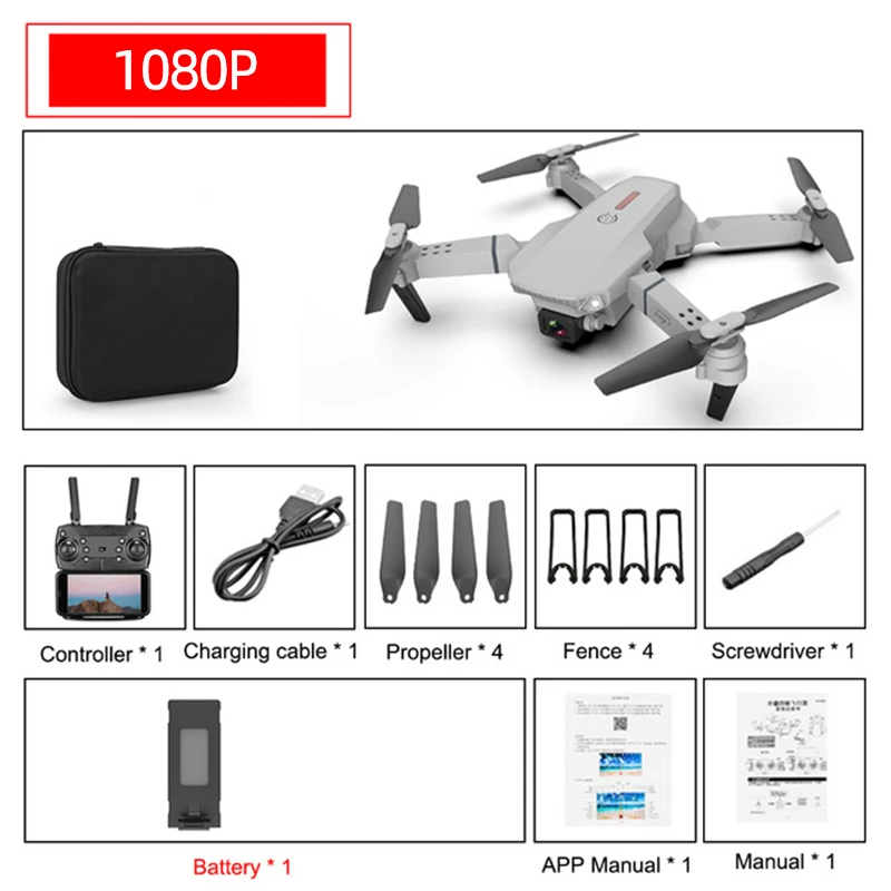 Drone 4k E88 Pro Dual Camera Visual Positioning Rc Quadcopter 1080P HD WiFi Fpv Height Hold Foldable Wide-angle Airplane Drone syma x20 rc helicopter with camera RC Quadcopter