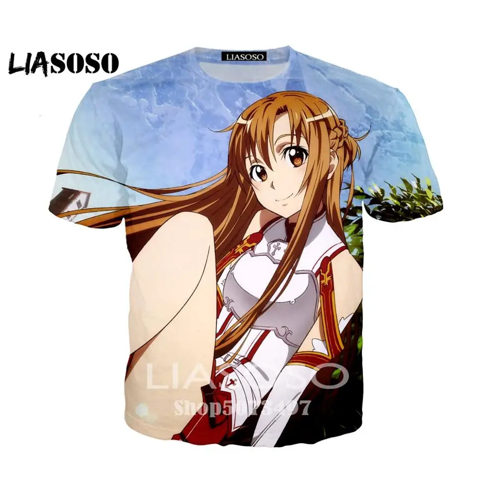 Новинка модная футболка аниме с изображением меча онлайн Yuki Asuna 3D рисунком