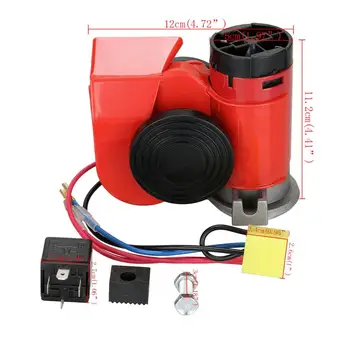 

Red 12V Fanfare 136dB Air Horn Horn Horn Red Compressor Truck Car Boat