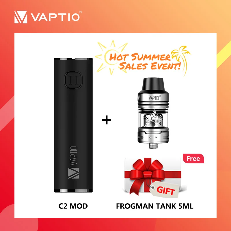 

[Gift TANK ]Electronic cigarette 100W vaporizer Vaptio C2 3000mAh Vape mod kit Built in Battery One Button Design Vape pen