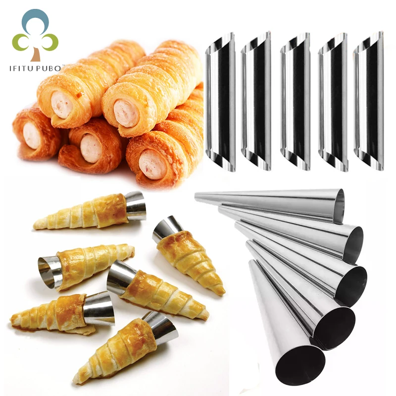 6/12/24pcs Kitchen Stainless Steel Baking Cones Horn Pastry Roll Cake