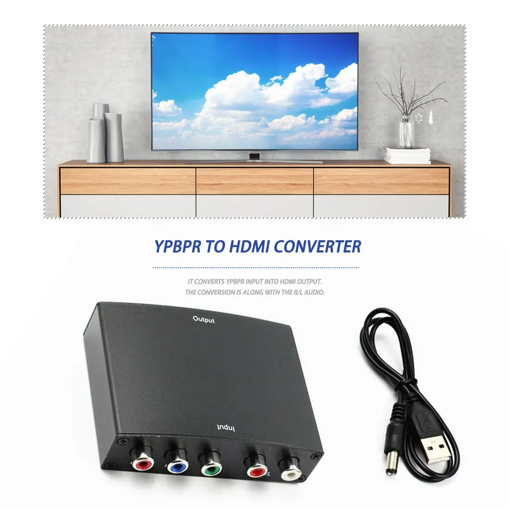Профессиональный YPBPR к HDMI конвертер простой в использовании AV видео аудио HDCP YPbPr/RGB+ R/L аудио к HDMI конвертер адаптер